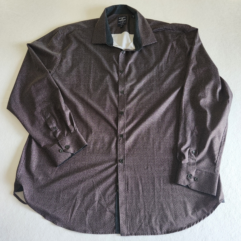 Society Of Threadz Men's Plum Tiny Dot Dress Shirt Size Xxl